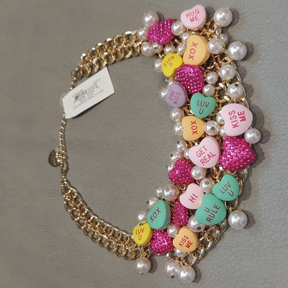 BETSEY JOHNSON THINK  PINK SWEETHEART CANDY STATEMENT NECKLACE - Picture 7 of 7